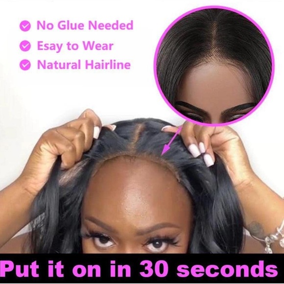 - 24” Straight HD LACE BRAZILIAN HUMAN HAIR PRE CUT LACE Glue less Wear and go - Picture 15 of 17